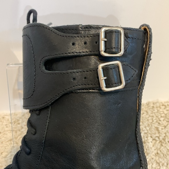 Black moto boot Frye combat lace up - Picture 4 of 16